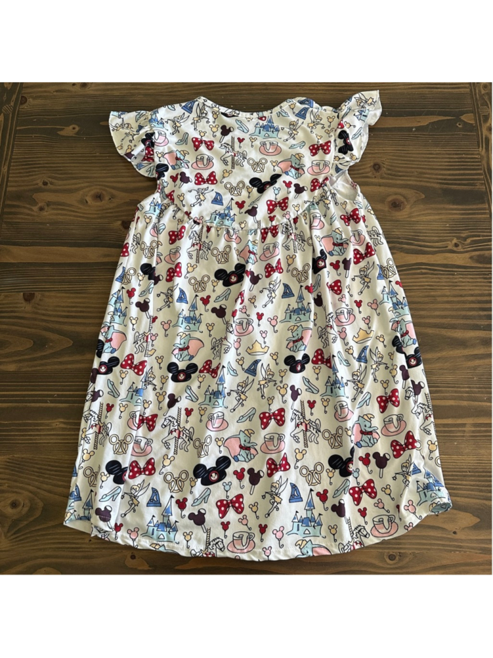 Disney Print Dress Girls White Mickey Tinkerbell Dumbo Dress Fits size 10 - Picture 4 of 6